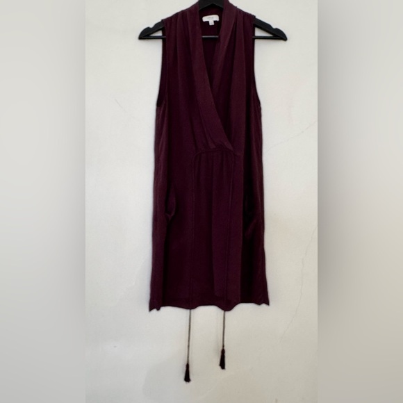 Aritzia Wilfred 100%Silk Sabrine Faux-Wrap Mini Sleeveless Tassel Elegant Dress - Picture 4 of 10
